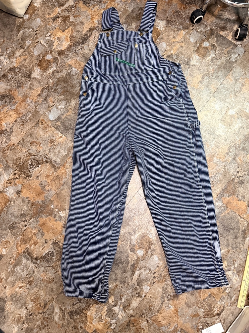 Key brand Striped Blue & White Railroad Stripe Overalls